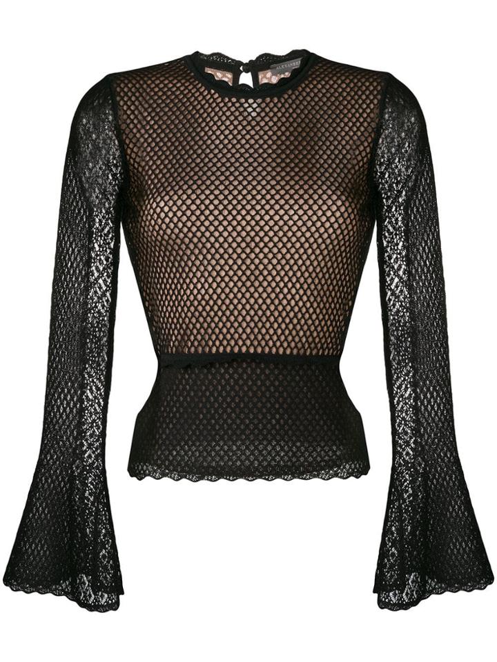 Alexander Mcqueen Longsleeved Crochet Blouse - Black
