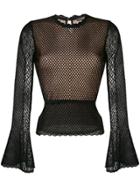 Alexander Mcqueen Longsleeved Crochet Blouse - Black