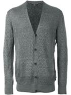 John Varvatos Distressed Pattern Button Down Cardigan, Men's, Size: Large, Grey, Cotton/linen/flax