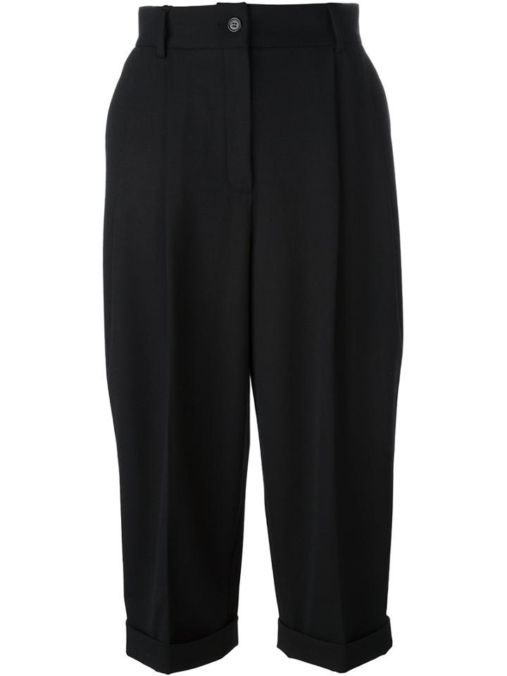 Dolce & Gabbana Cropped Trousers, Women's, Size: 40, Black, Nylon/spandex/elastane/virgin Wool