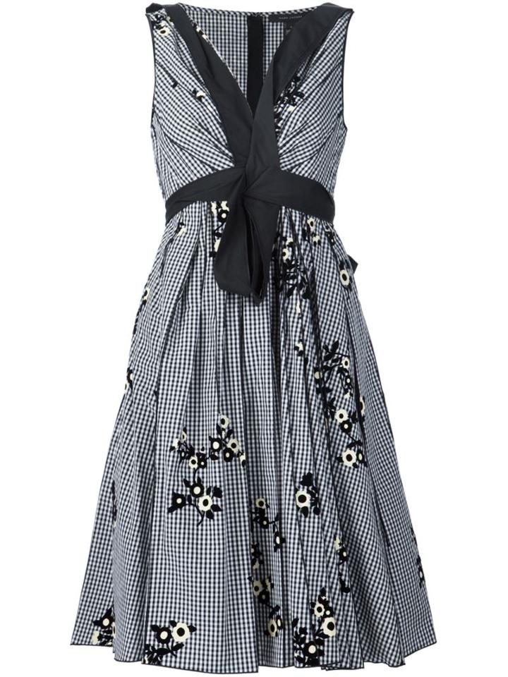 Marc Jacobs Floral Gingham Dress, Women's, Size: 8, Black, Cotton/nylon