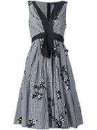 Marc Jacobs Floral Gingham Dress, Women's, Size: 8, Black, Cotton/nylon