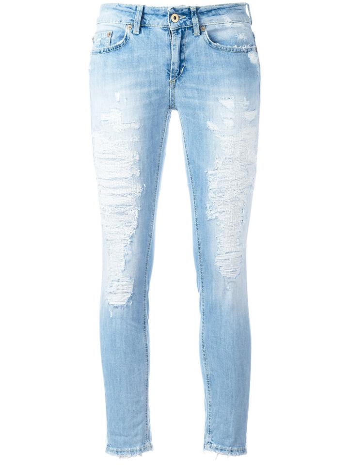 Dondup Distressed Cropped Skinny Jeans, Women's, Size: 27, Blue, Cotton/spandex/elastane