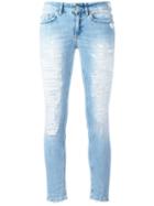 Dondup Distressed Cropped Skinny Jeans, Women's, Size: 27, Blue, Cotton/spandex/elastane