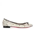 Zeferino Python Skin Ballerina Flats - Grey