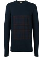 Marni Checked Patch Jumper, Men's, Size: 50, Blue, Spandex/elastane/wool/virgin Wool