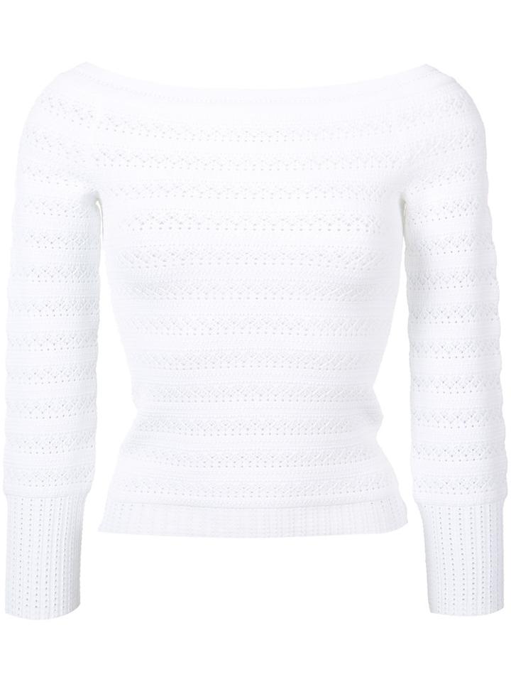 Oscar De La Renta - Off-shoulder Fitted Jumper - Women - Viscose - S, White, Viscose