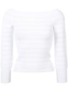 Oscar De La Renta - Off-shoulder Fitted Jumper - Women - Viscose - S, White, Viscose