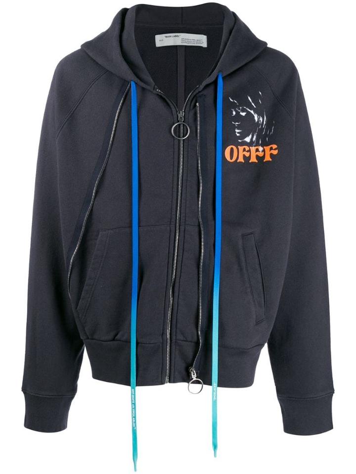 Off-white Face Print Hoodie - Blue