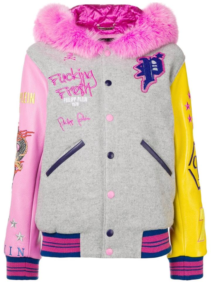 Philipp Plein Embroidered Varsity Jacket - Grey