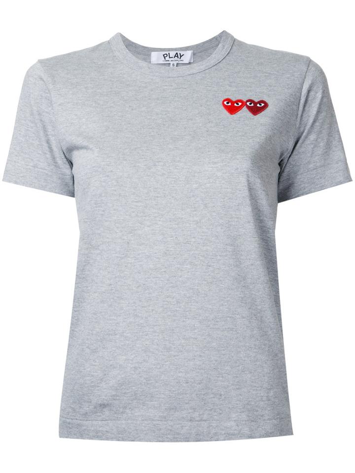 Comme Des Garçons Play Double Heart T-shirt, Women's, Size: Xs, Grey, Cotton