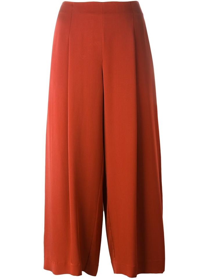 Theory Cropped Palazzo Pants, Women's, Size: 10, Pink/purple, Silk