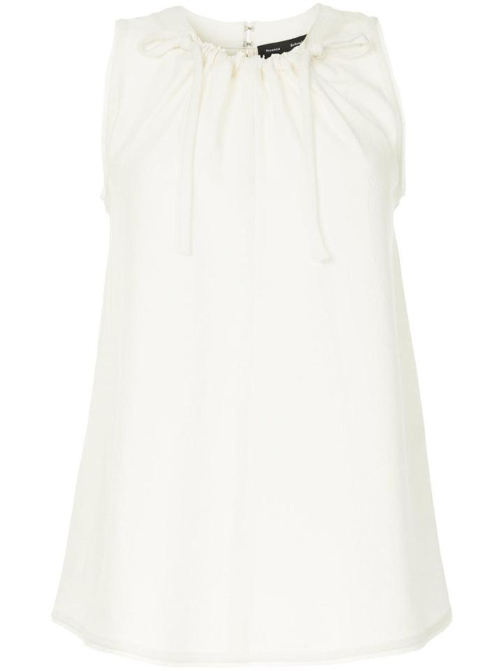 Proenza Schouler Textured Crepe Cinched Tie Top - Ecru 00107