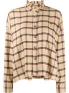 Isabel Marant Étoile Ruffle-neck Plaid Shirt - Neutrals