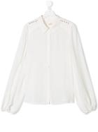 Elisabetta Franchi La Mia Bambina Laced Shoulder Balloon Sleeve Shirt