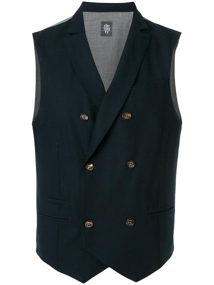 Eleventy Double Breasted Waistcoat - Blue