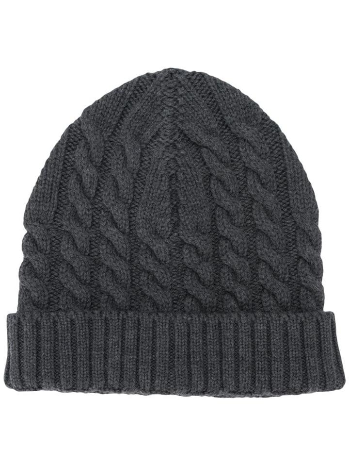 Eleventy Cable Knit Beanie - Grey