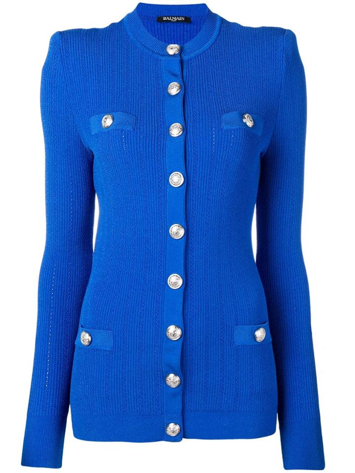 Balmain Embellished Cardigan - Blue