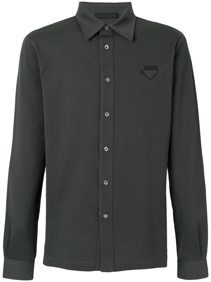 Prada Triangle Logo Patch Shirt - Grey