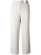 Salvatore Ferragamo Cropped Tailored Trousers, Women's, Size: 44, Grey, Viscose/linen/flax