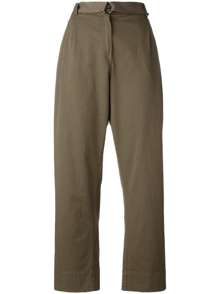 Erika Cavallini 'semi-couture' Trousers, Size: 44, Green, Cotton/lyocell