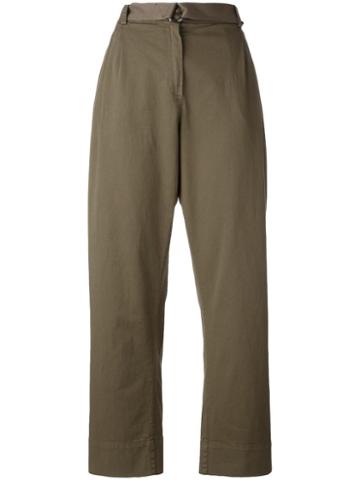 Erika Cavallini 'semi-couture' Trousers, Size: 44, Green, Cotton/lyocell