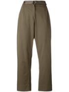 Erika Cavallini 'semi-couture' Trousers, Size: 44, Green, Cotton/lyocell