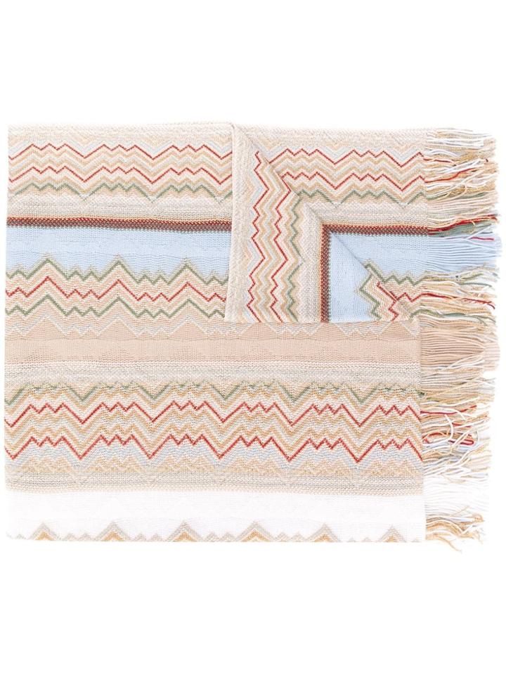 Missoni Knitted Zig Zag Scarf - Neutrals
