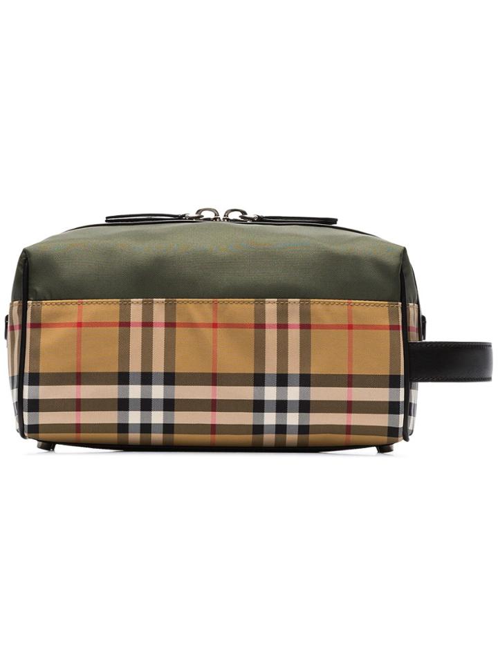 Burberry Burb Washbag Chck Khki Nyl - Neutrals