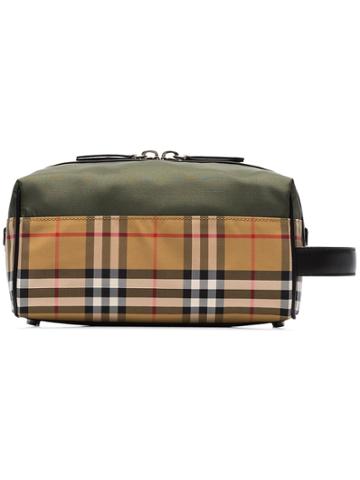 Burberry Burb Washbag Chck Khki Nyl - Neutrals
