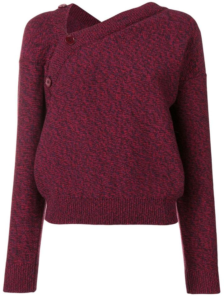 Mm6 Maison Margiela Asymmetric Knitted Sweater - Purple