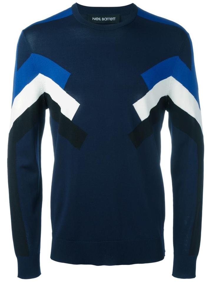 Neil Barrett Geometric Intarsia Knit Jumper, Men's, Size: Small, Black, Viscose/nylon