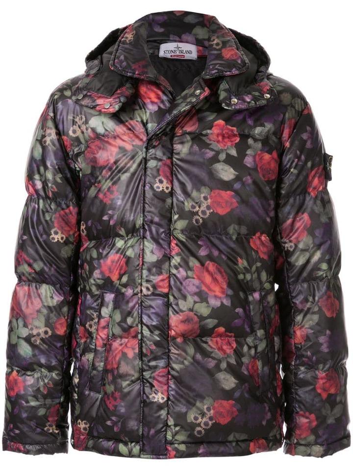 Supreme X Stone Island Puffer Jacket - Black