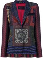 Etro Multi Print Fitted Jacket, Women's, Size: 44, Red, Silk/polyamide/acetate/wool