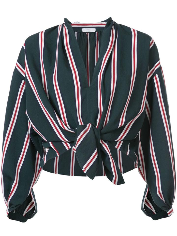 Tome Striped Cropped Shirt - Green