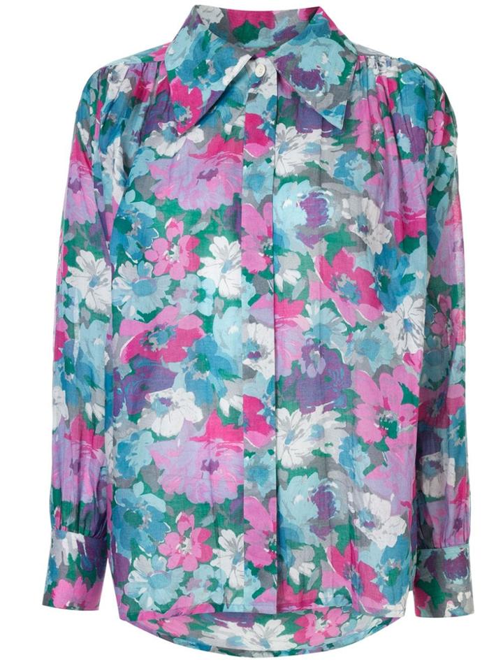 Christian Dior Pre-owned Floral Print Blouse - Blue