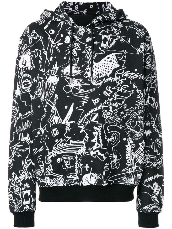 Versus Printed Drawstring Hoodie - Black