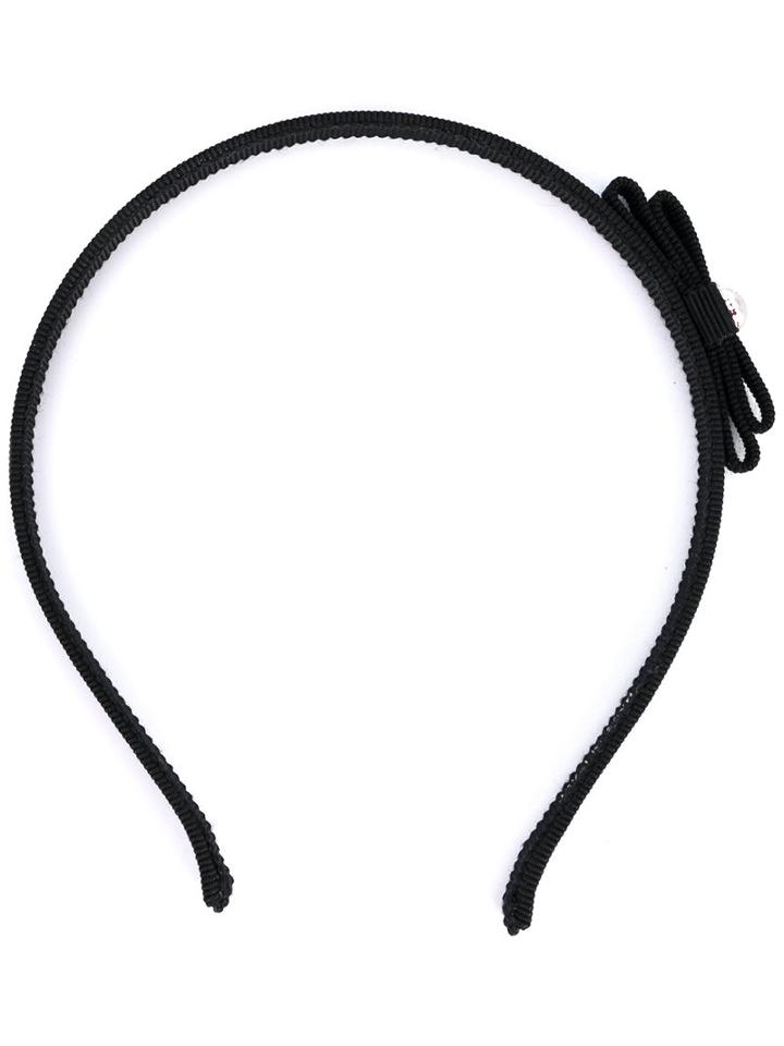 Salvatore Ferragamo - Faux-pearl Embellished Headband - Women - Cotton/rayon/iron/brass - One Size, Black, Cotton/rayon/iron/brass