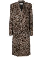 Saint Laurent Leopard Printed Coat - Brown