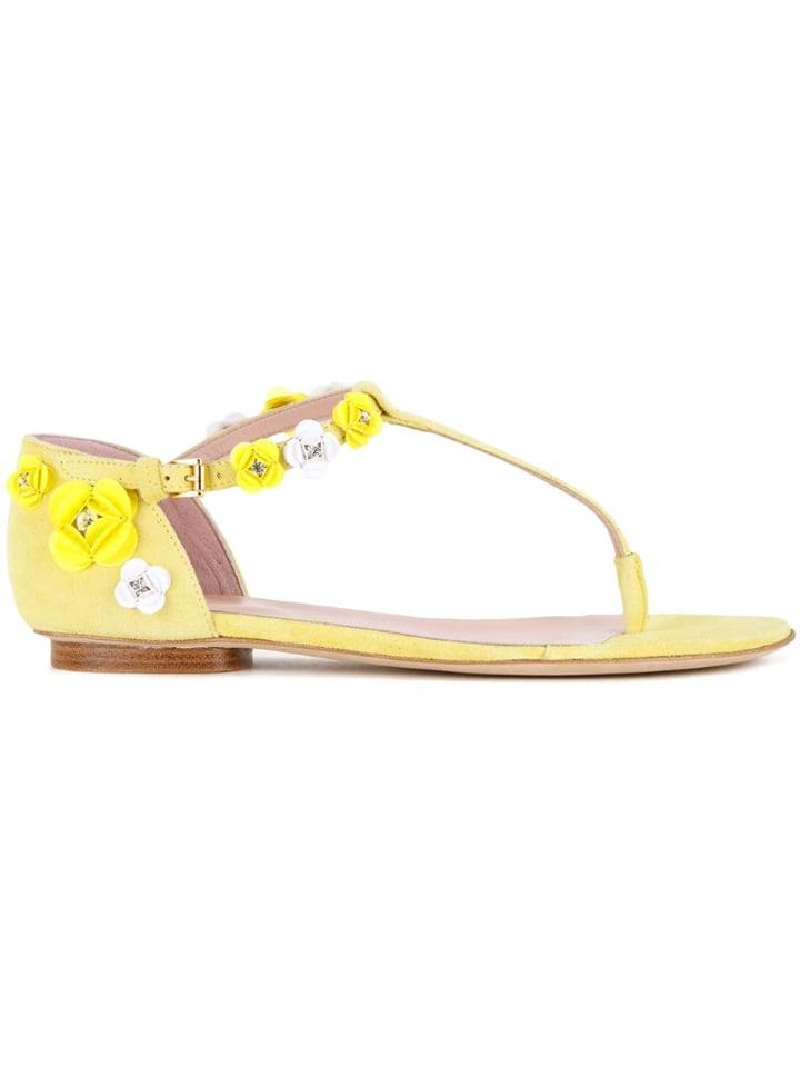 Boutique Moschino Floral Applique Flat Sandals - Yellow