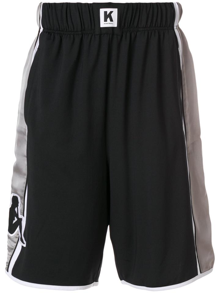 Kappa Logo Embroidered Track Shorts - Black