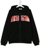 Msgm Kids Logo Printed Hoodie - Black