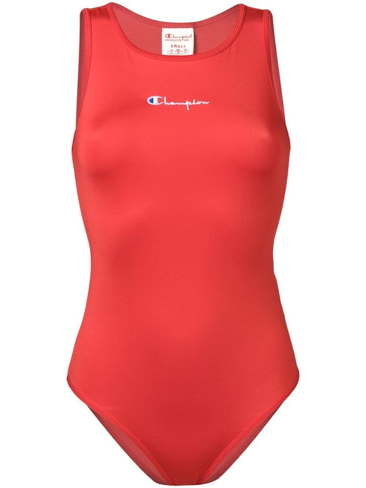Champion Logo Embellished Swimsuit - Red