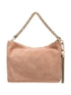 Jimmy Choo Ballet Pink Callie Suede Clutch With Chain - Nude &