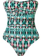 Lygia & Nanny Print Draped Swimsuit, Women's, Size: 40, Green, Polyamide/spandex/elastane