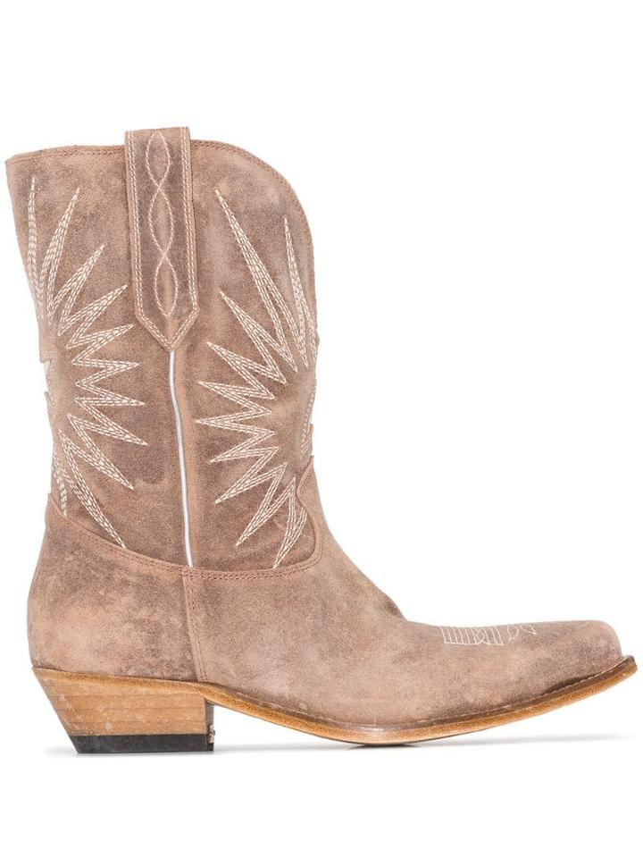 Golden Goose Wish Star Cowboy Boots - Neutrals