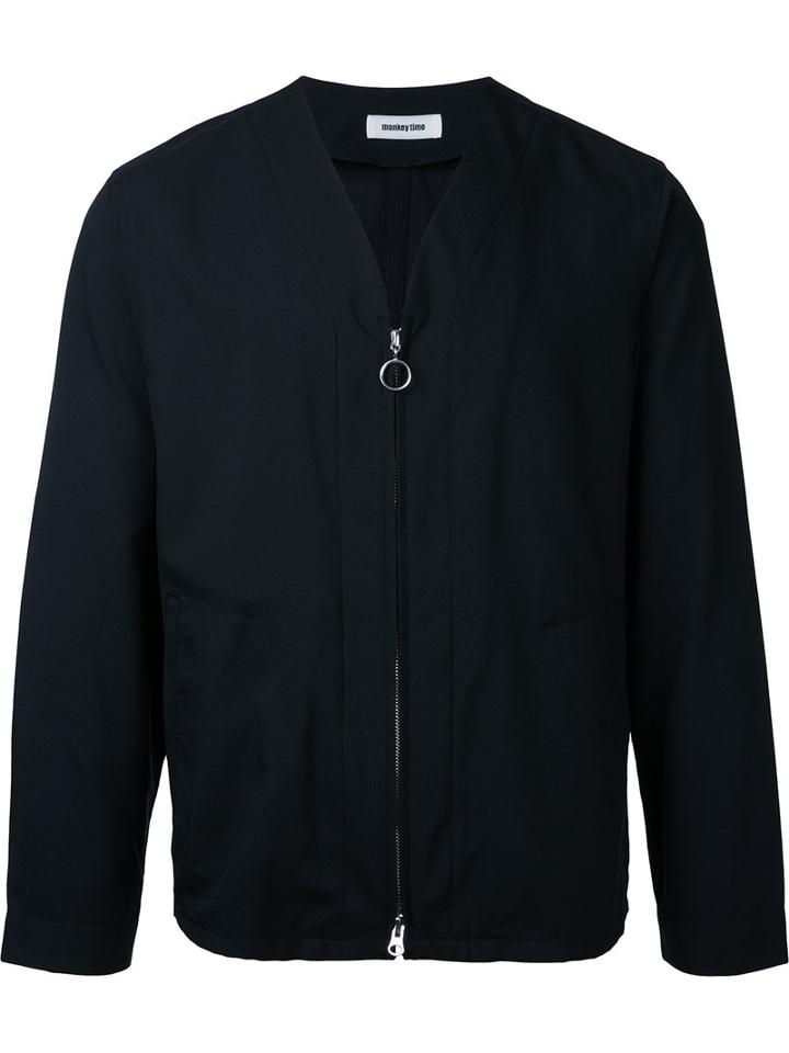 Monkey Time - Zipped Bomber Jacket - Men - Polyester - M, Black, Polyester