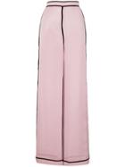 Murmur Contrast Piped High Waist Sheer Trousers - Pink & Purple