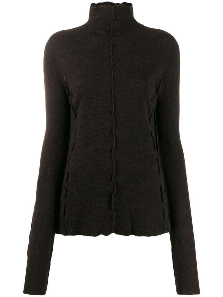 Jil Sander Scallop Hem Polo Neck - Brown