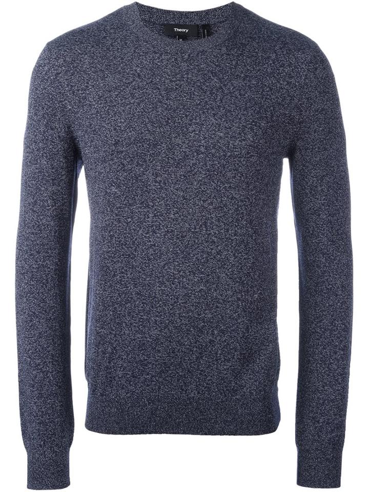 Theory Crew Neck Jumper, Men's, Size: Large, Blue, Polyamide